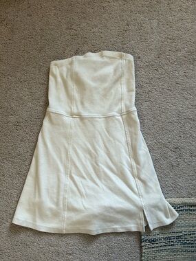 American Eagle Outfitters Cream Strapless A-Line Dress (with shorts underneath)